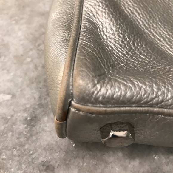 Rebecca Minkoff Mini Mac Crossbody Bag Womens Silver Shoulder Bag Leather Boho - Picture 10 of 11